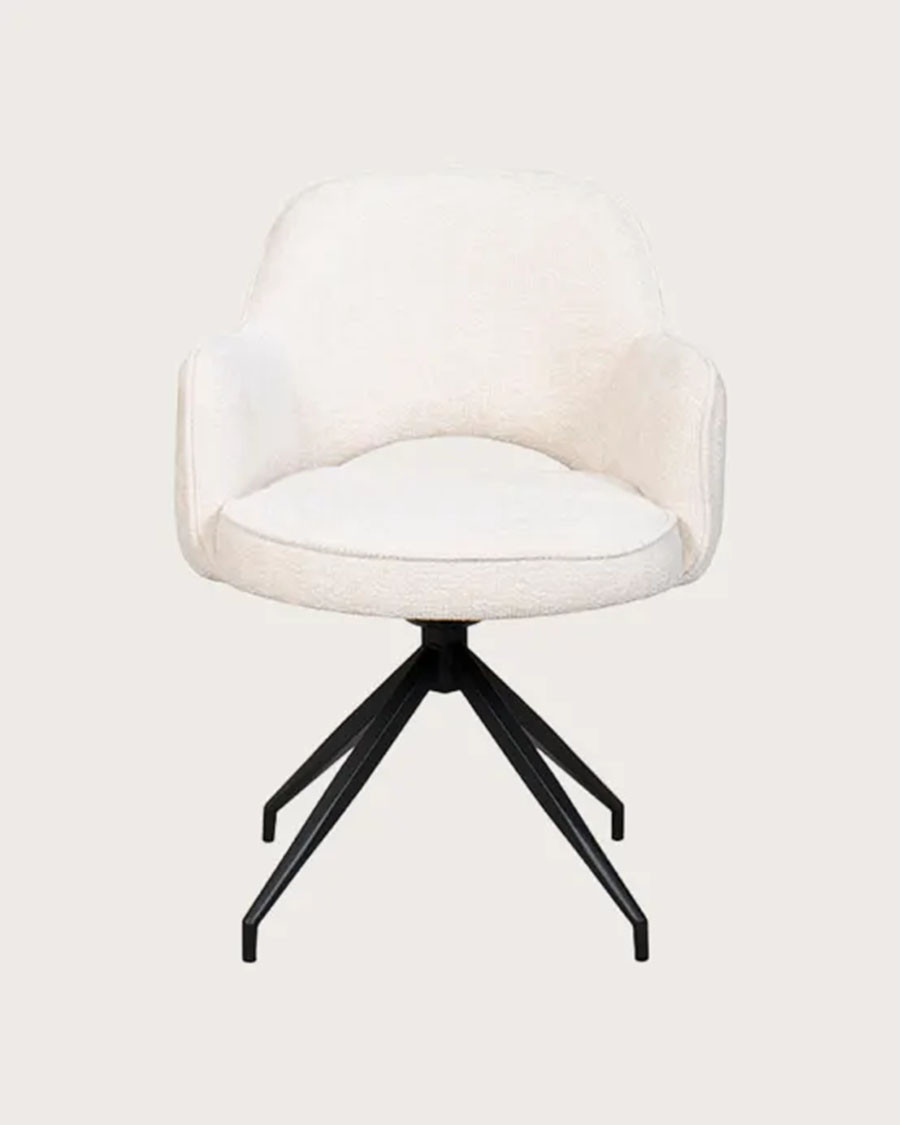 Elba - Lot de 2 Chaises en tissu beige et pieds métal