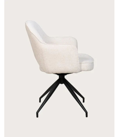 Elba - Lot de 2 Chaises en tissu beige et pieds métal