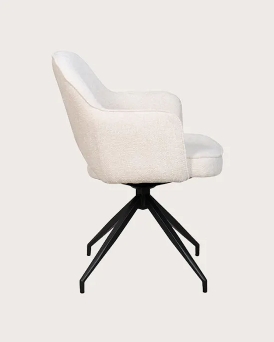 Elba - Lot de 2 Chaises en tissu beige et pieds métal