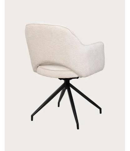 Elba - Lot de 2 Chaises en tissu beige et pieds métal