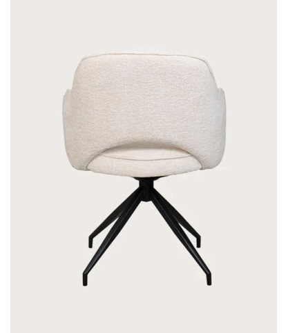 Elba - Lot de 2 Chaises en tissu beige et pieds métal