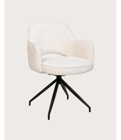 Elba - Lot de 2 Chaises en tissu beige et pieds métal