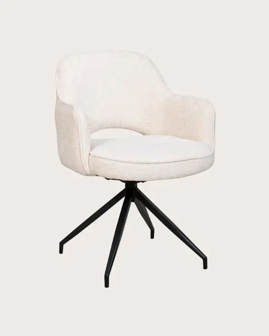 Elba - Lot de 2 Chaises en tissu beige et pieds métal