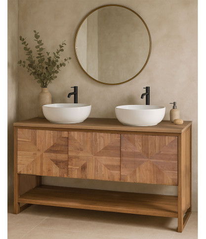 Meuble salle de bain en teck massif