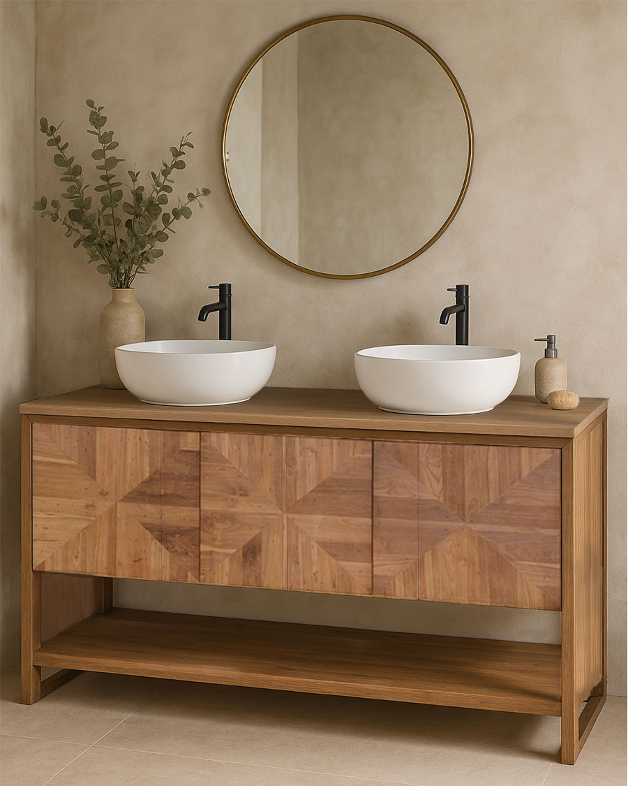 Meuble salle de bain en teck massif