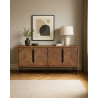 Kappa - Grand Buffet bas en teck recyclé avec motif chevron et métal 180 cm