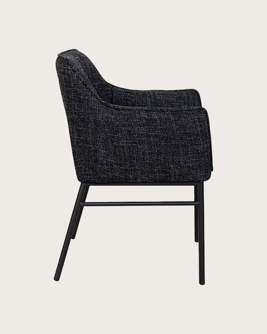 Chacha - Silla de tela negra con patas de metal