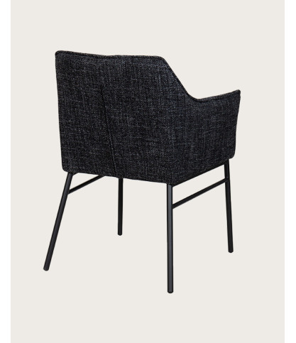 Chacha - Silla de tela negra con patas de metal