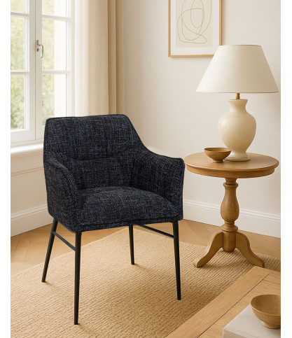 Chacha - Chaise en tissu Taupe et pieds métal