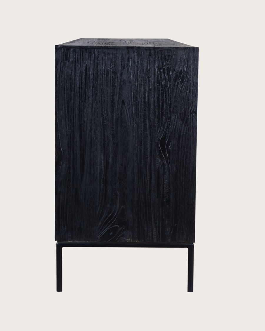 Indra Grand – Großes, niedriges Sideboard aus zweifarbigem, recyceltem Teakholz, 200 cm