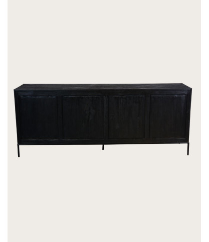 Indra Grand - Groot, laag dressoir van tweekleurig gerecycled teakhout, 200 cm