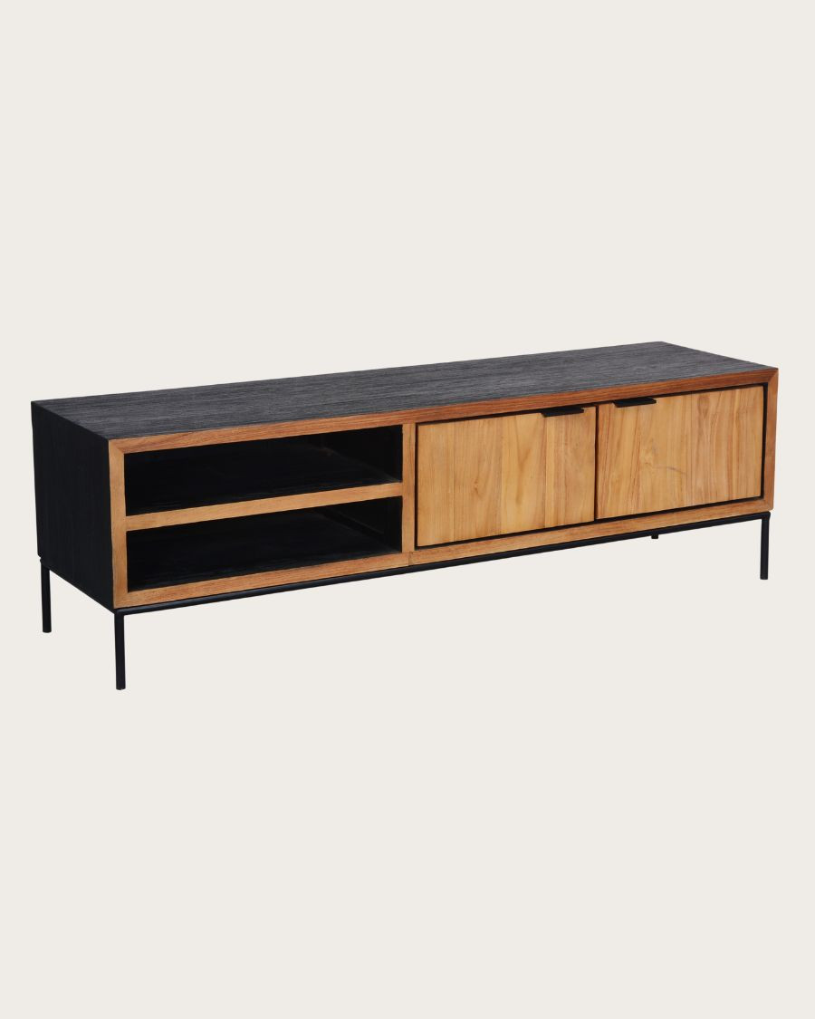 Indra - Meuble tv en teck recyclé bicolore 160 cm
