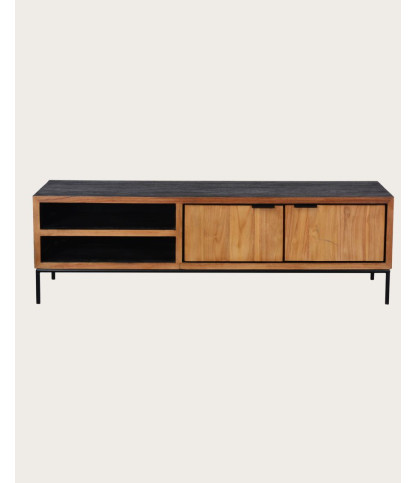 Indra – Zweifarbiger TV-Ständer aus recyceltem Teakholz, 160 cm