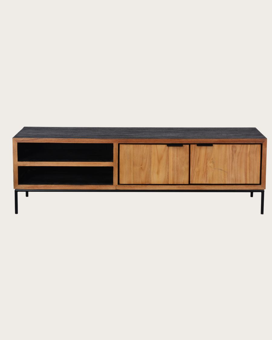 Indra - Meuble tv en teck recyclé bicolore 160 cm