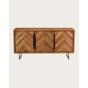Kappa - Buffet bas en teck recyclé avec motif chevron et métal 160 cm