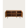 Kappa - Buffet bas en teck recyclé avec motif chevron et métal 160 cm
