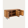 Kappa - Buffet bas en teck recyclé avec motif chevron et métal 160 cm