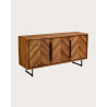 Kappa - Buffet bas en teck recyclé avec motif chevron et métal 160 cm