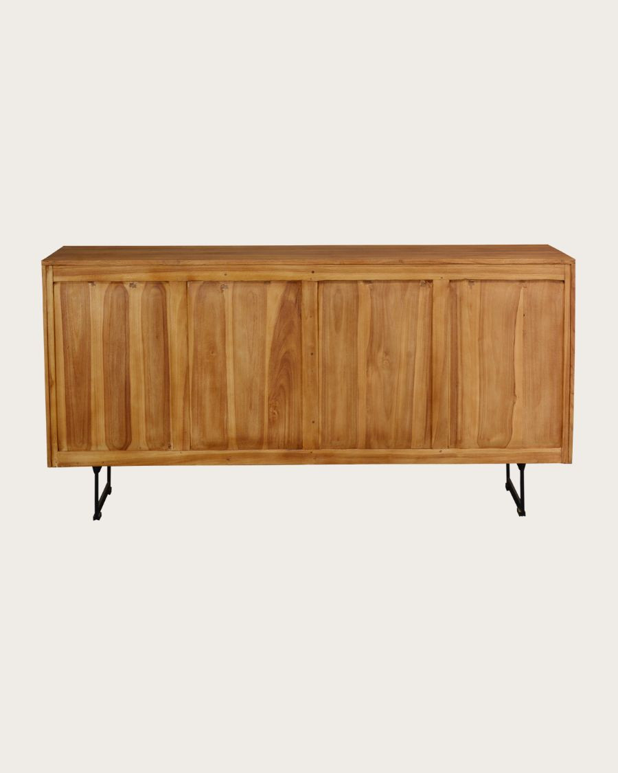 Kappa - Buffet bas en teck recyclé avec motif chevron et métal 160 cm