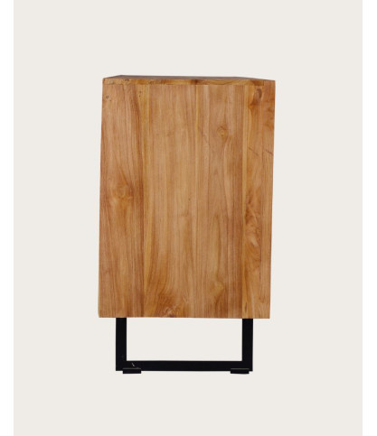 Kappa - Buffet bas en teck recyclé avec motif chevron et métal 160 cm