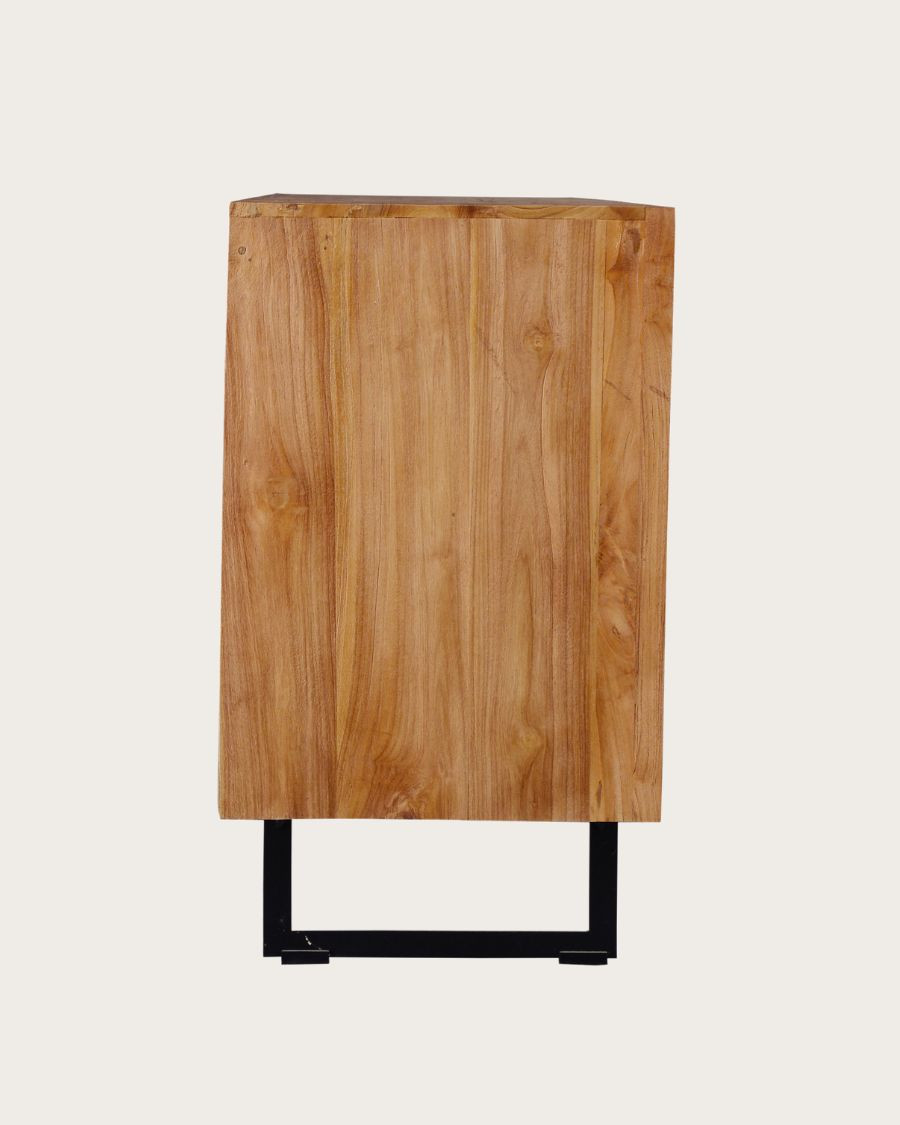 Kappa - Buffet bas en teck recyclé avec motif chevron et métal 160 cm
