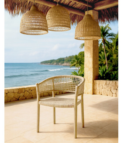 Kayura - Silla de madera maciza y cuerda tejida