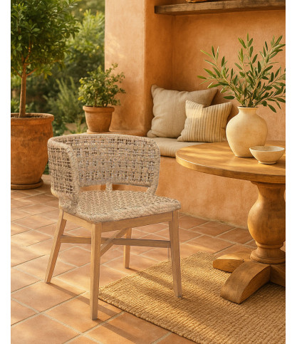 Tima - chaise en teck et rotin synthétique