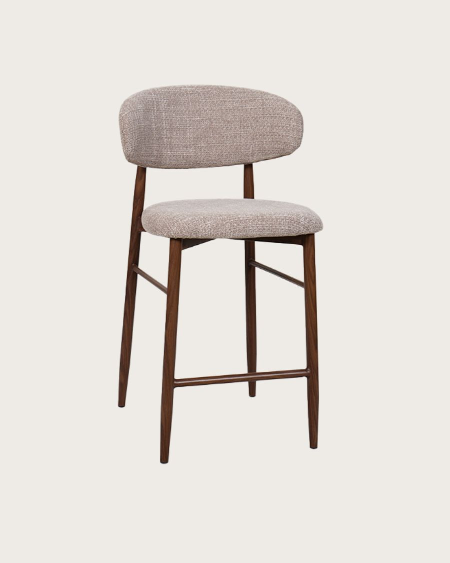 Kerin - Bar stool in fabric with metal legs