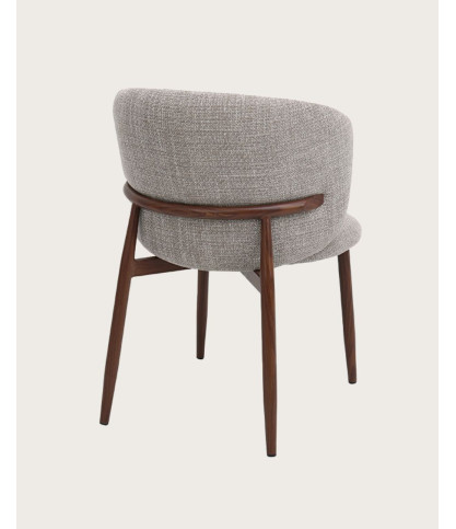 Mila - Lot de 2 Chaises en tissu taupe et pieds métal