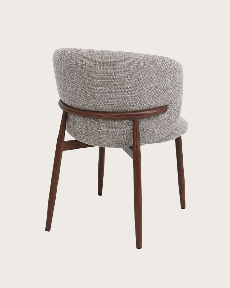 Mila - Lot de 2 Chaises en tissu taupe et pieds métal