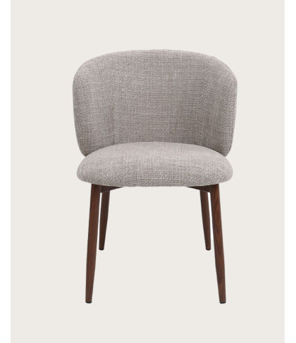 Mila - Lot de 2 Chaises en tissu taupe et pieds métal