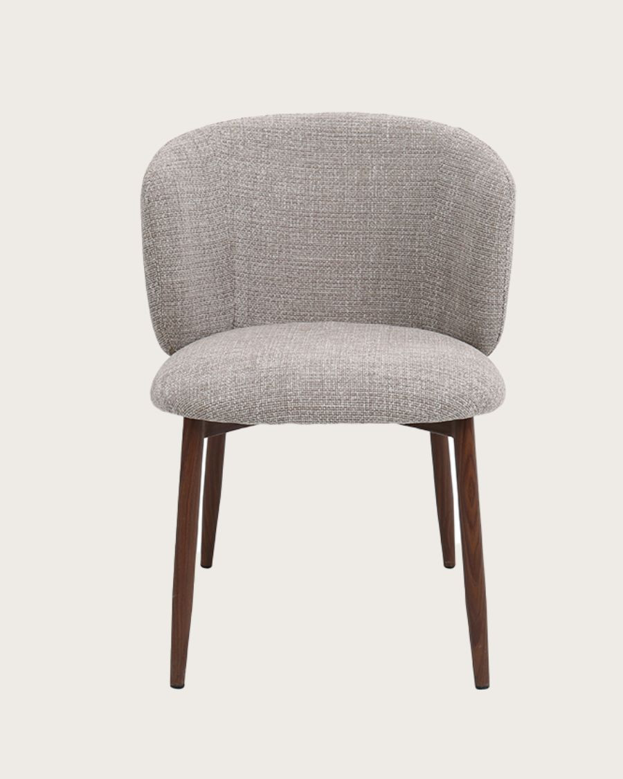 Mila - Lot de 2 Chaises en tissu taupe et pieds métal