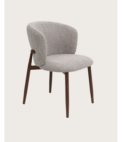 Mila - Lot de 2 Chaises en tissu taupe et pieds métal