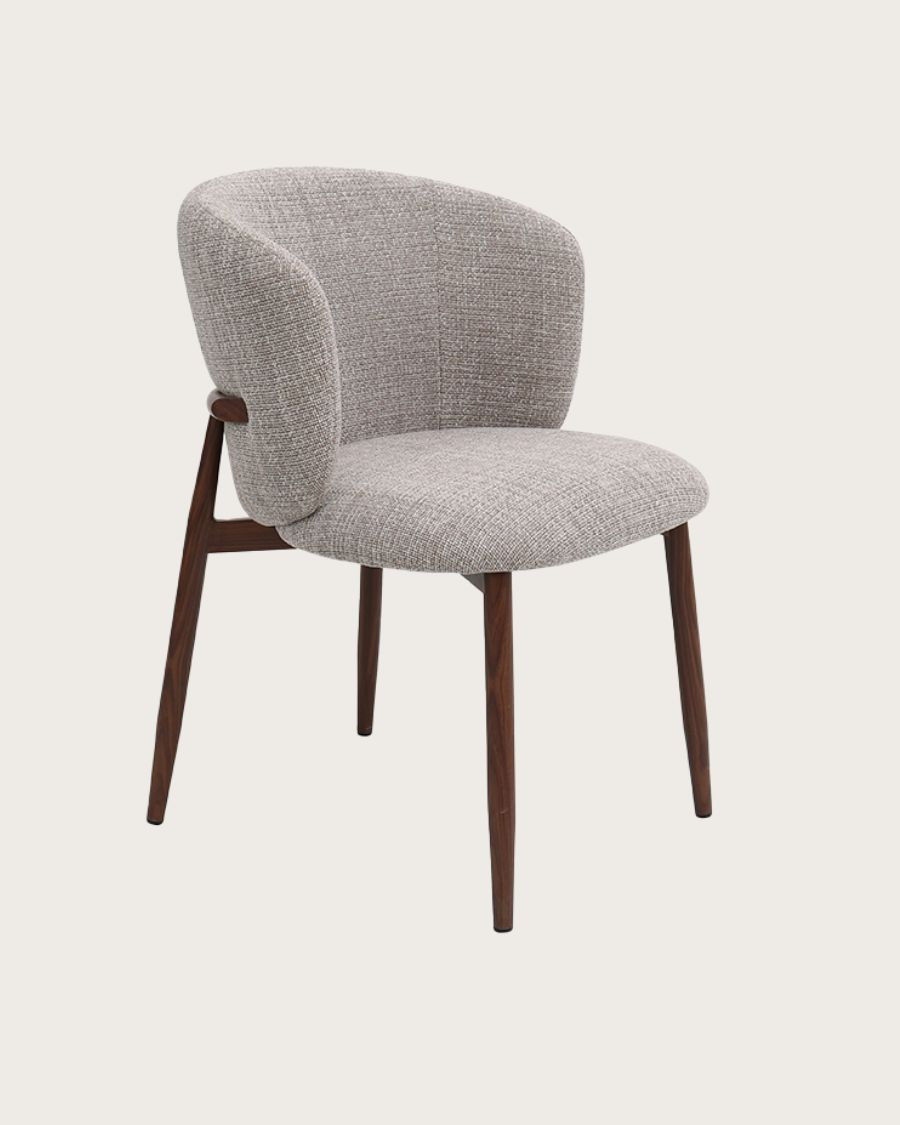 Mila - Set di 2 sedie in tessuto color tortora con gambe in metallo