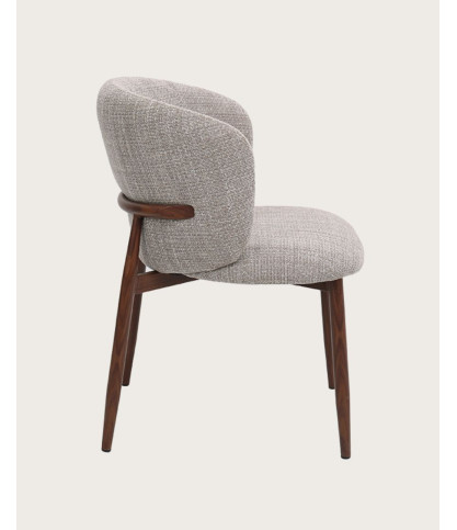 Mila - Lot de 2 Chaises en tissu taupe et pieds métal