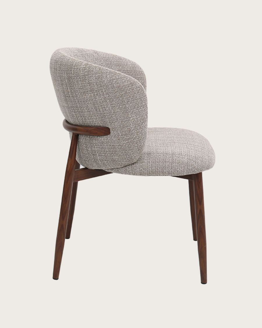 Mila - Chaise en tissu taupe et pieds métal
