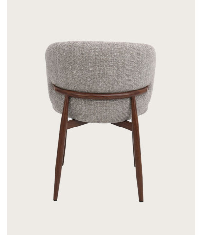 Mila - Lot de 2 Chaises en tissu taupe et pieds métal