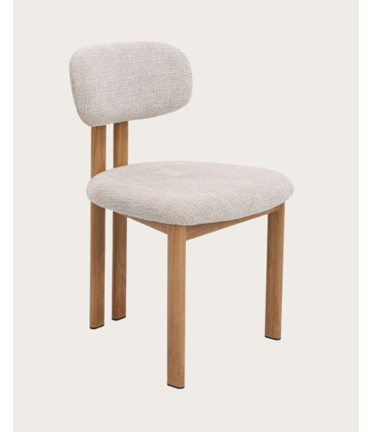 Zuno - Chaise en tissu beige et pieds métal