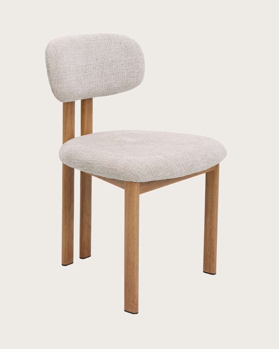Zuno - Chaise en tissu beige et pieds métal