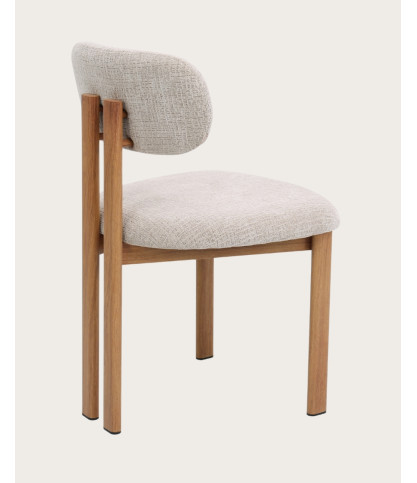 Zuno - Chaise en tissu beige et pieds métal