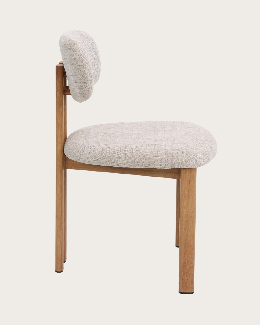 Zuno - Chaise en tissu beige et pieds métal