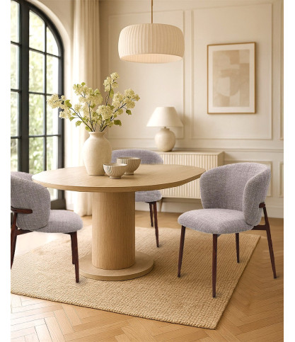 Mila - Chaise en tissu taupe et pieds métal