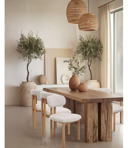 Zuno - Chaise en tissu beige et pieds métal