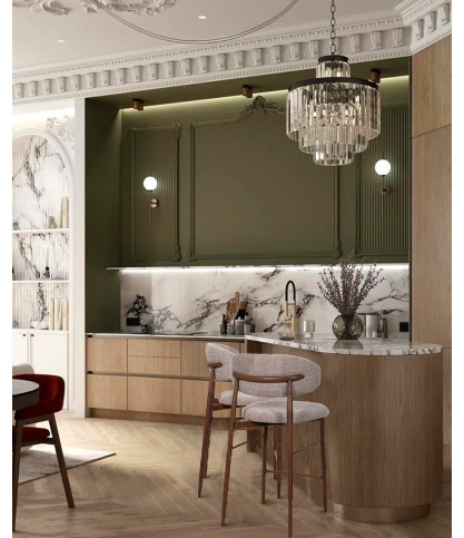 Kerin - Chaise de bar en tissu et pieds métal