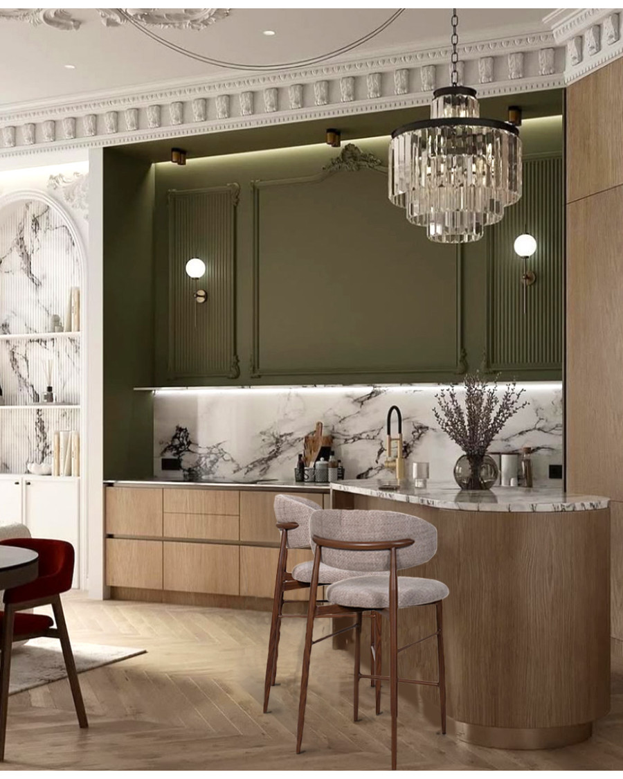 Kerin - Chaise de bar en tissu et pieds métal