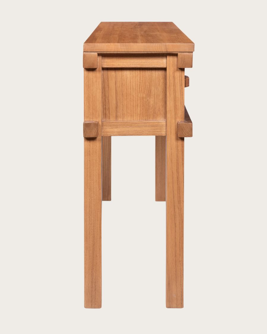 Nara - Consola de madera con 2 cajones, 130 cm