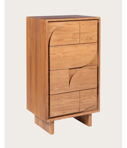 Cómoda de madera maciza de teca.