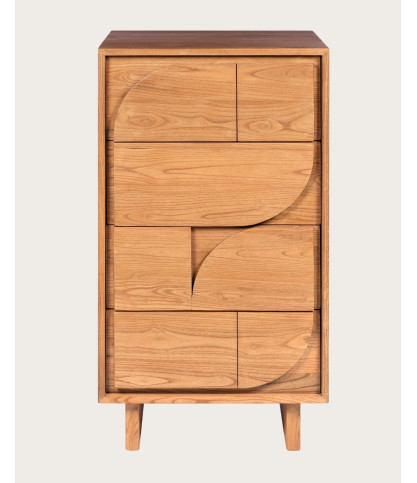 Cómoda de madera maciza de teca.