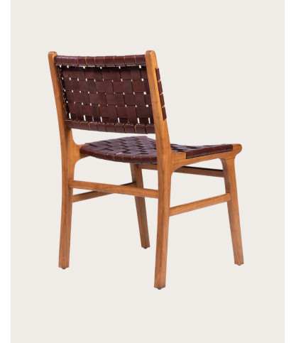 Forma - Chaise en bois massif de teck et cuir tressé