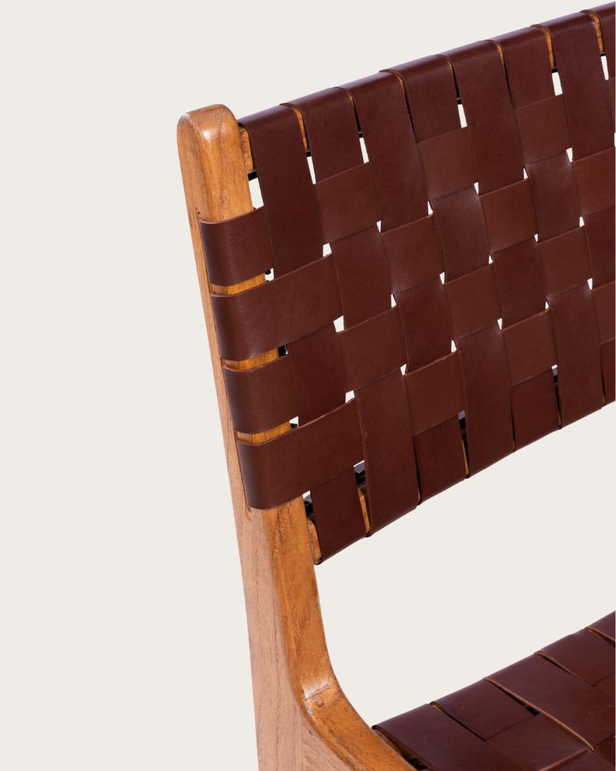 Forma - Solid teak and woven leather chair